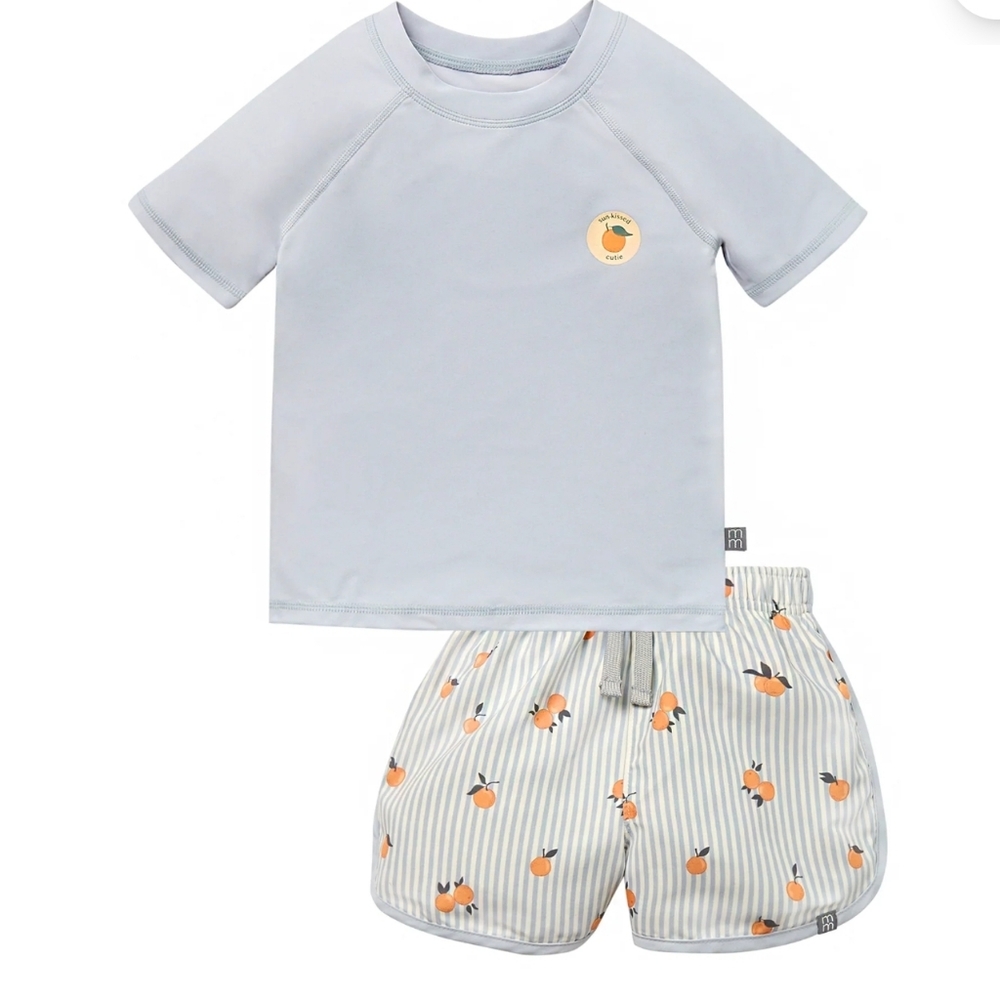 B1G1@50%Off- Modern Moments Toddler Boy Rash Guard and Swim Trunk Set